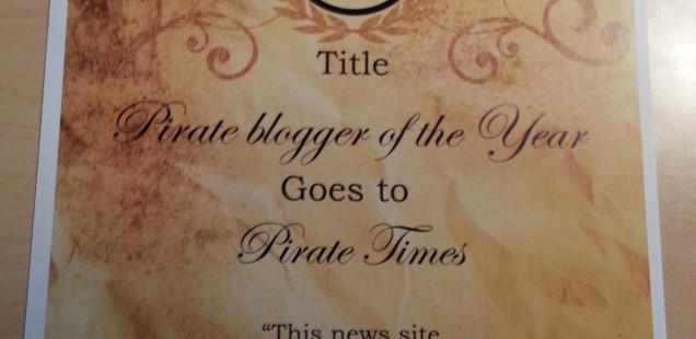 Pirate Times wins the “Pirate Blogger of the Year” award