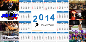 A 2014 calendar sorounded by Pirate Times featured images