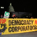 Protesters gather outside of the Capitol building with a message against the TPP. (Stop FastTrack / CC BY 2.0)