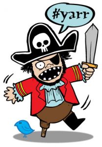 Cartoon pirate saying 'Yarr"