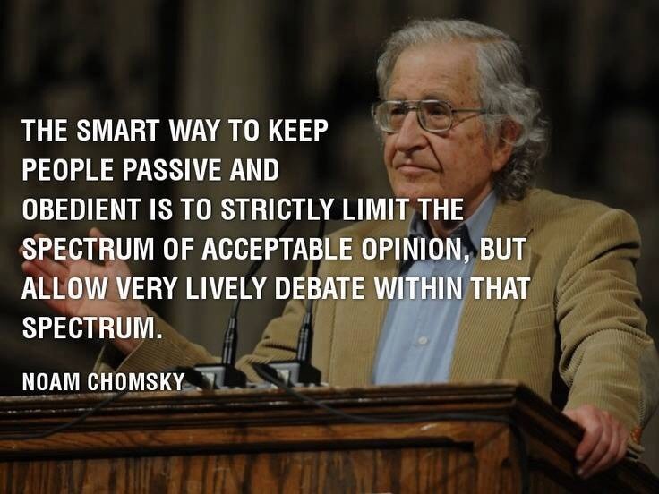 Chomsky had a point, and we don’t just need narrative but above all ideology to wake up again.